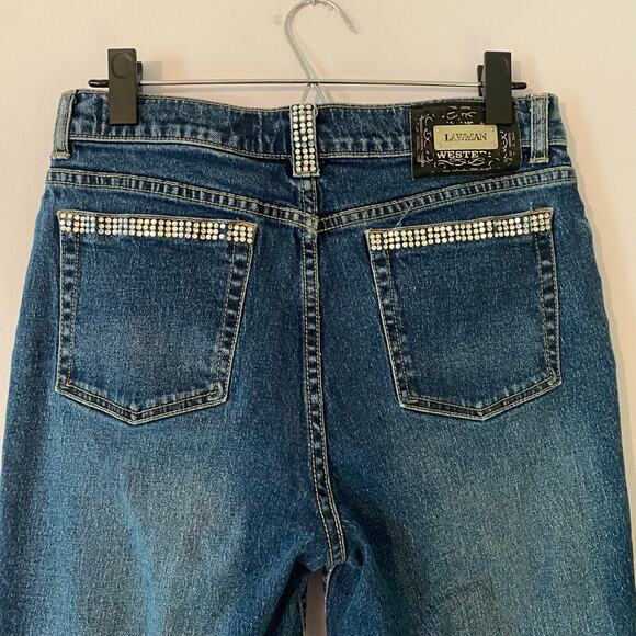 Lawman Women size 9 / 30 Straight Leg Jeans Rhinestone Slim Fit Vintage Western - Picture 8 of 12